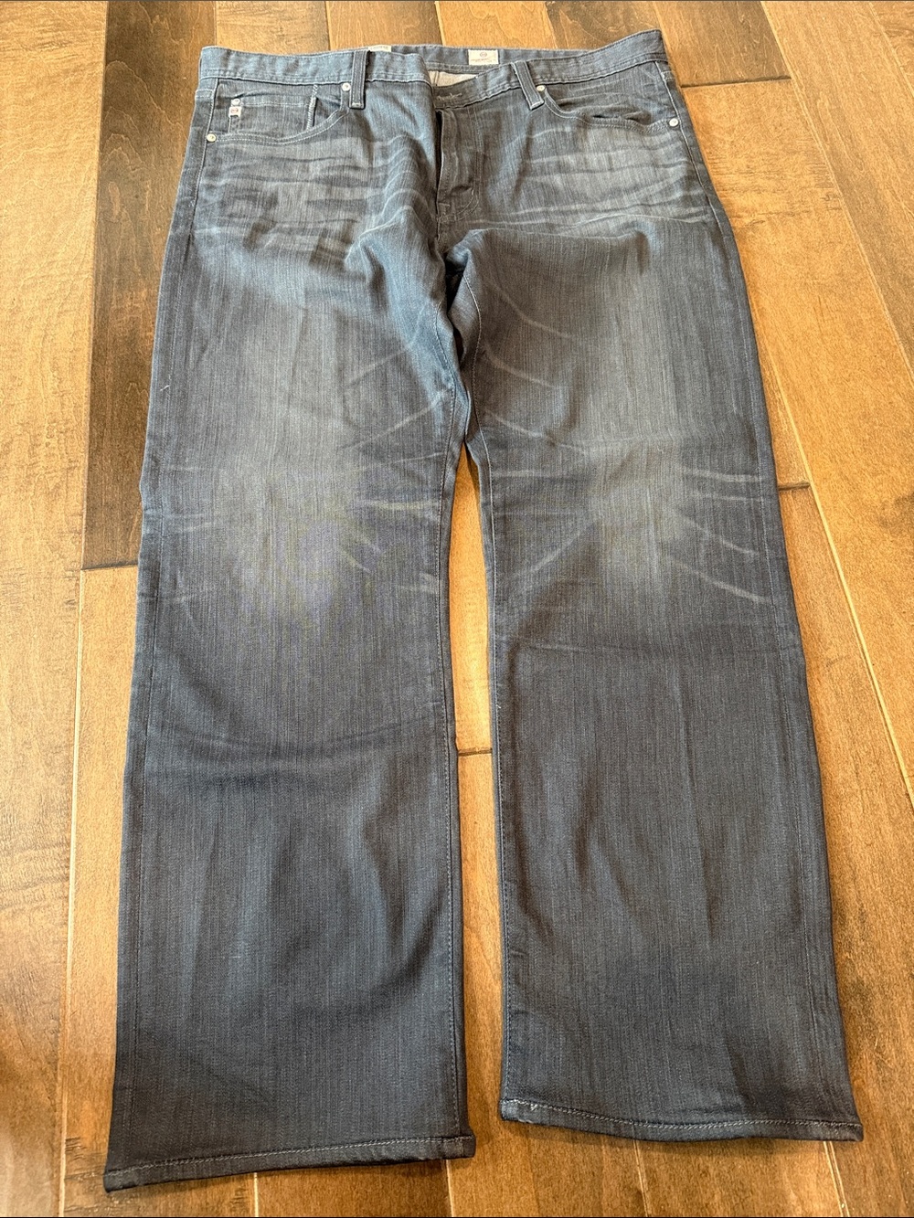 AG Adriano Goldschmied Men’s Bootcut Jeans in Dark Gray Wash